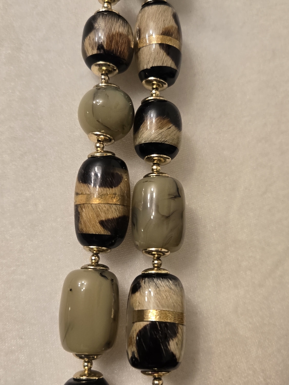 Chicos Handmade Multistrand Beaded Necklace - Black, Gold, Tan - Picture 4 of 9